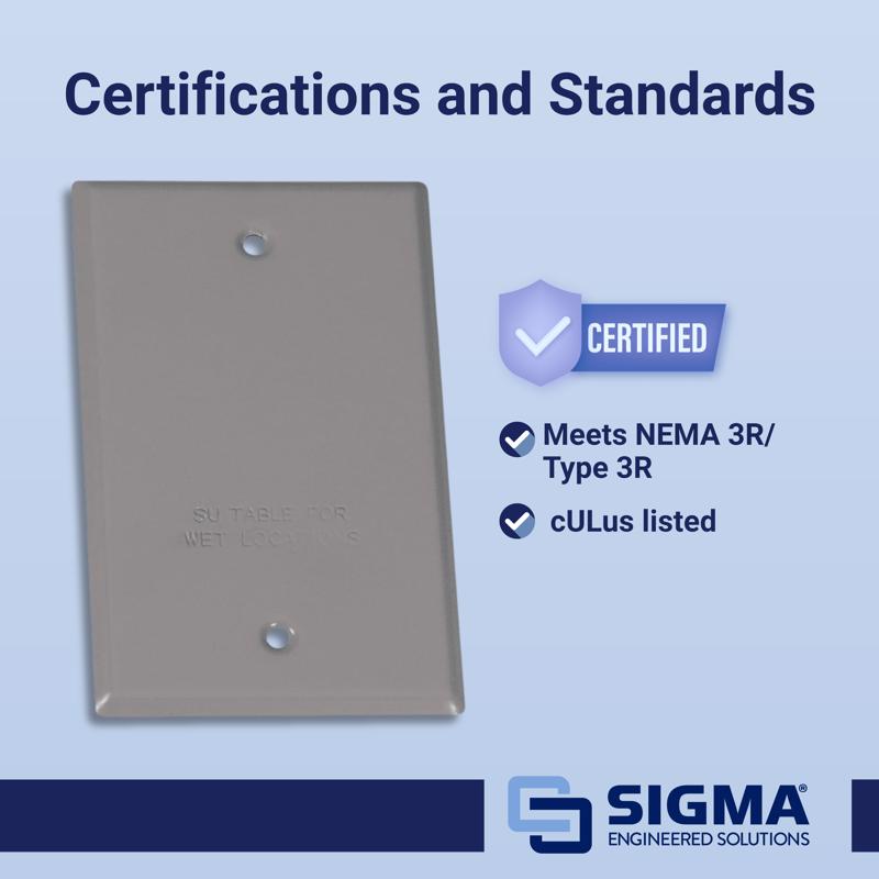 Sigma Electric Rectangle Stamped Steel 1 gang 4.52 in. H X 2.77 in. W Flat Box Cover