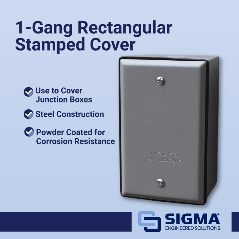 Sigma Electric Rectangle Stamped Steel 1 gang 4.52 in. H X 2.77 in. W Flat Box Cover