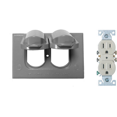 Sigma Electric Rectangle Die-Cast Metal 1 gang 2.83 in. H X 4.58 in. W Duplex Outlet Kit