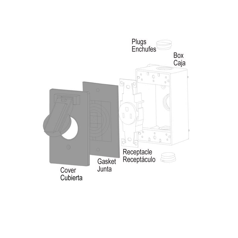 Sigma Electric Rectangle Die-Cast Metal 1 gang 4.57 in. H X 2.83 in. W 15/20 Amp Receptacle Cover