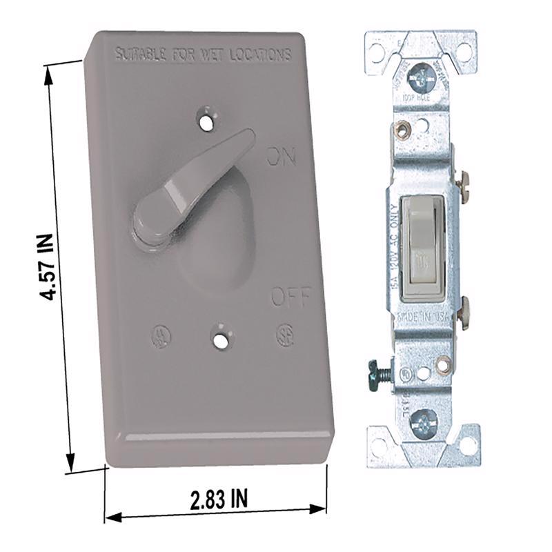 Sigma Electric Rectangle Die-Cast Metal 1 gang 4.57 in. H X 2.83 in. W Toggle Switch and Cover