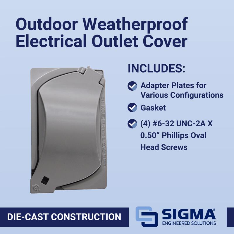 Sigma Electric Rectangle Die-Cast Metal 1 gang 4.57 in. H X 2.81 in. W Universal Cover