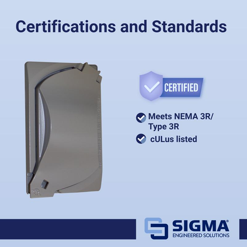 Sigma Electric Rectangle Die-Cast Metal 1 gang 4.57 in. H X 2.81 in. W Universal Cover