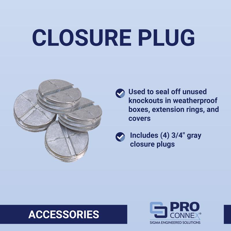Sigma Electric Round Die-Cast Zinc 3/4 in. W Closure Plug