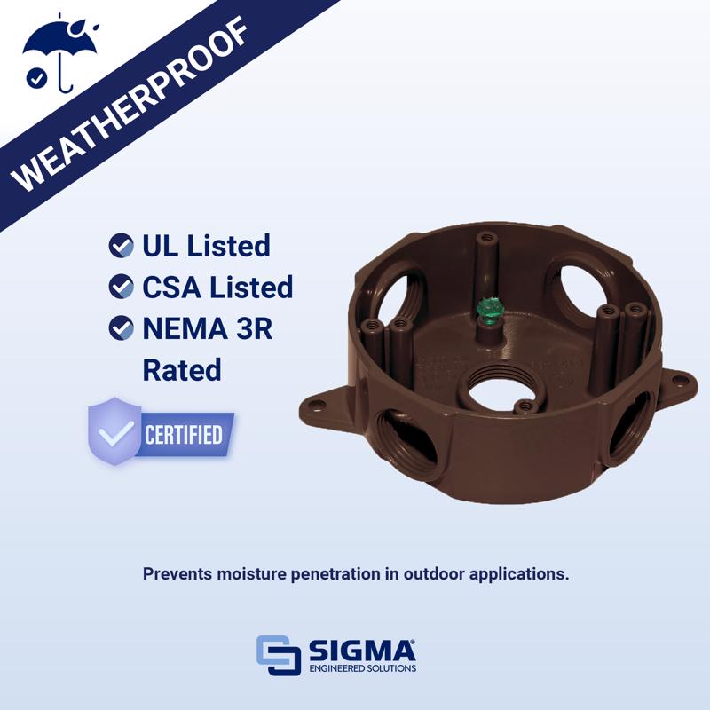 Sigma Electric New Work 16 cu in Round Die-Cast Metal Weatherproof Box Bronze