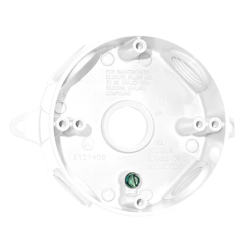 Sigma Electric New Work 16 cu in Round Die-Cast Metal Weatherproof Box White