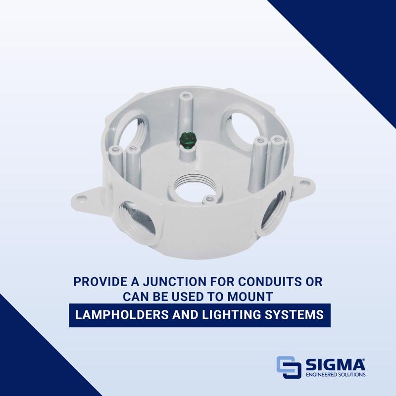 Sigma Electric New Work 16 cu in Round Die-Cast Metal Weatherproof Box White