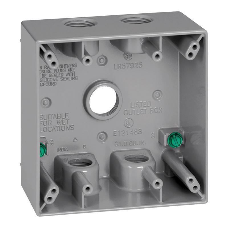 Sigma Electric New Work 31 cu in Square Die-Cast Metal 2 gang Weatherproof Box Gray