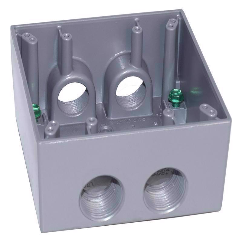 Sigma Electric New Work 31 cu in Square Die-Cast Metal 2 gang Weatherproof Box Gray