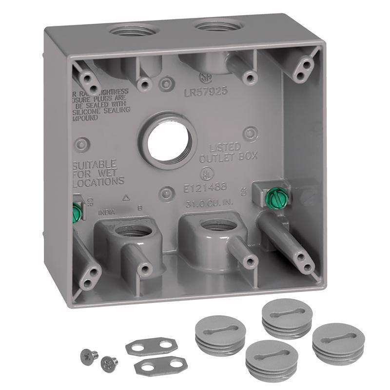 Sigma Electric New Work 31 cu in Square Die-Cast Metal 2 gang Weatherproof Box Gray