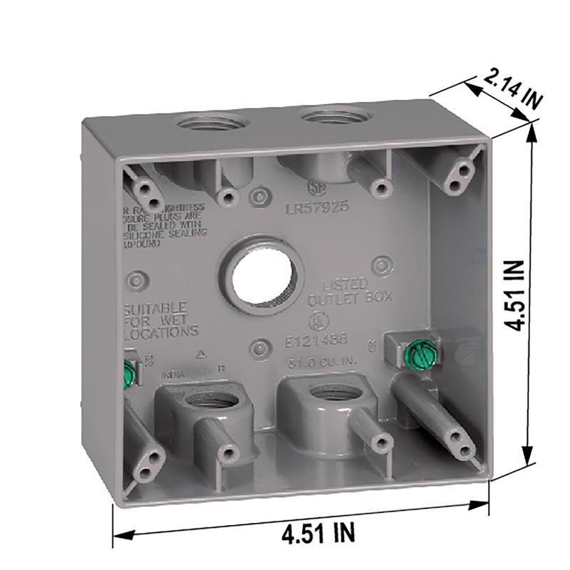 Sigma Electric New Work 31 cu in Square Die-Cast Metal 2 gang Weatherproof Box Gray
