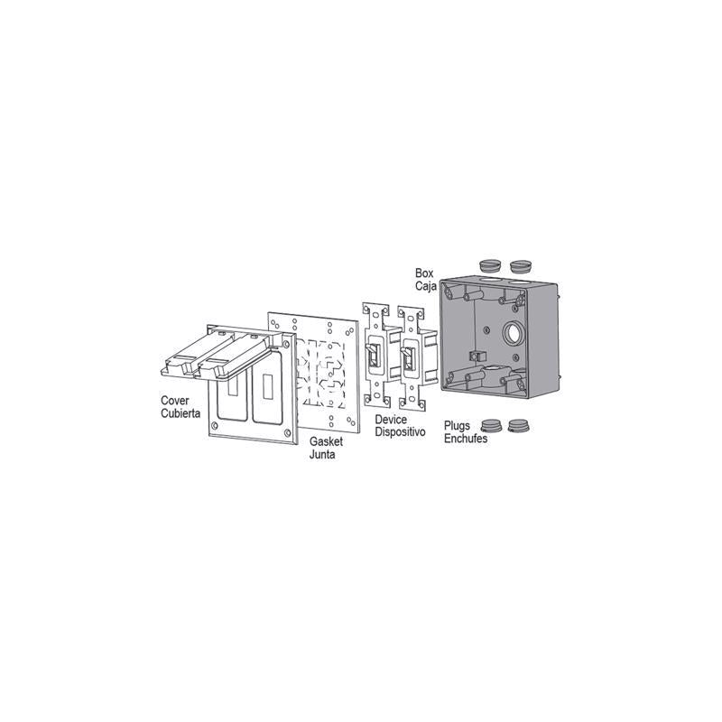 Sigma Electric New Work 31 cu in Square Die-Cast Metal 2 gang Weatherproof Box Gray