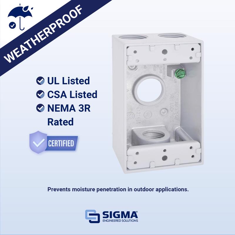 Sigma Electric New Work 18.3 cu in Rectangle Die-Cast Metal 1 gang Weatherproof Box White