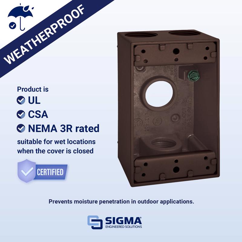 Sigma Electric New Work 18 cu in Rectangle Die-Cast Metal 1 gang Weatherproof Box Bronze