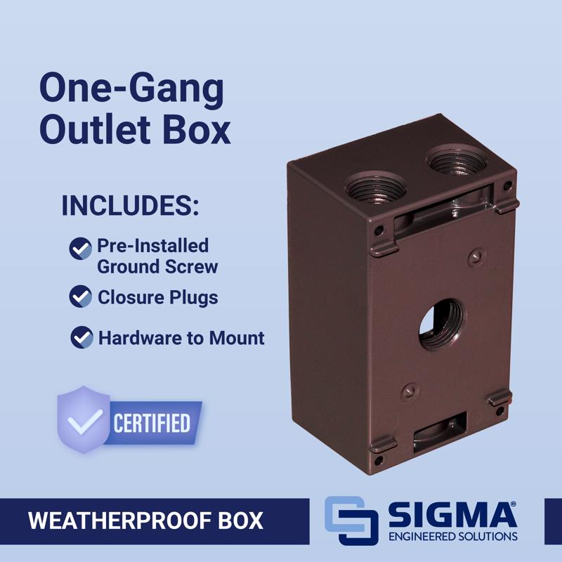 Sigma Electric New Work 18 cu in Rectangle Die-Cast Metal 1 gang Weatherproof Box Bronze