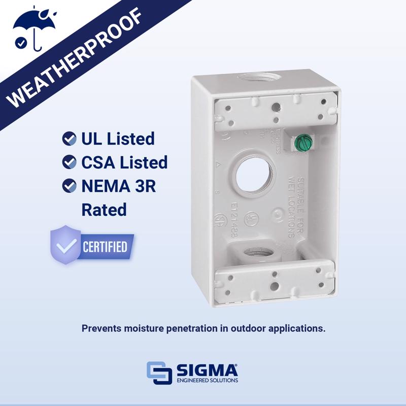 Sigma Electric New Work 18.3 cu in Rectangle Die-Cast Metal 1 gang Weatherproof Box White