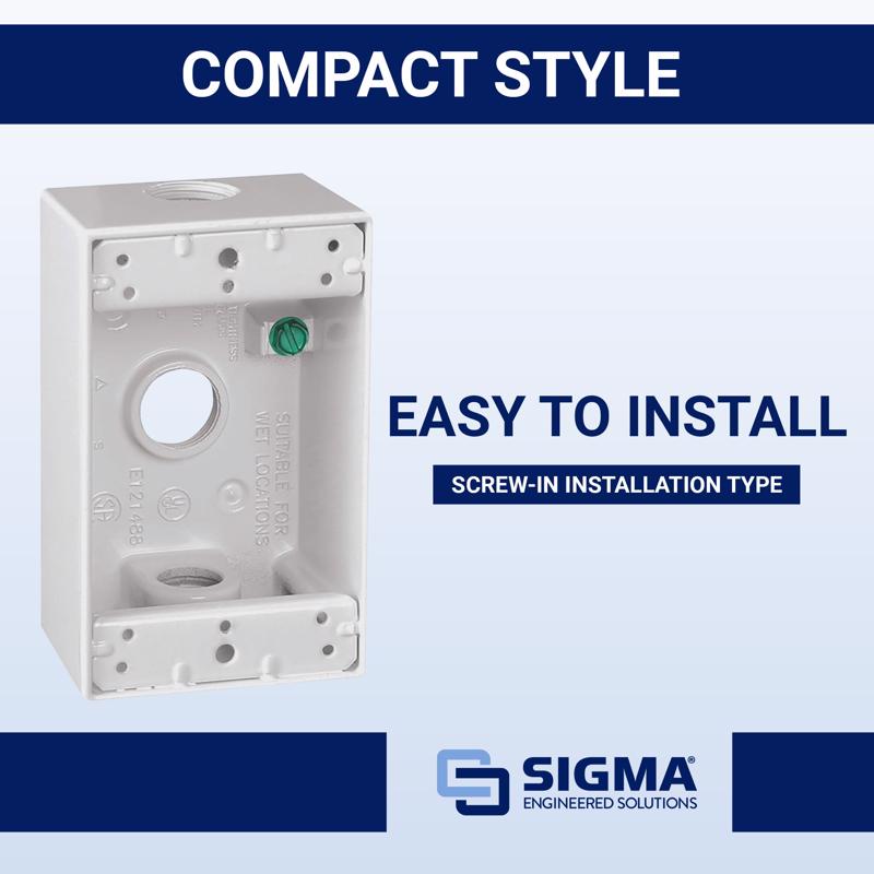 Sigma Electric New Work 18.3 cu in Rectangle Die-Cast Metal 1 gang Weatherproof Box White