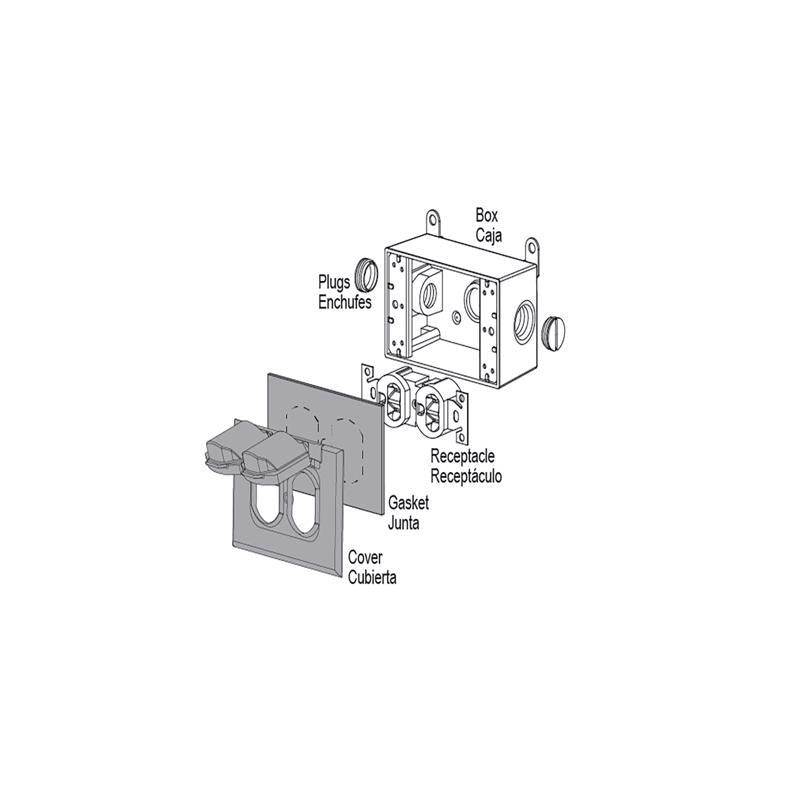 Sigma Electric Rectangle Die-Cast Metal 1 gang 2.83 in. H X 4.57 in. W Horizontal Duplex Cover
