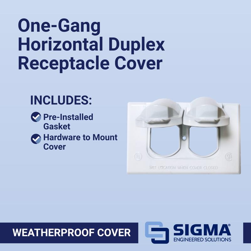 Sigma Electric Rectangle Die-Cast Metal 1 gang 2.83 in. H X 4.57 in. W Horizontal Duplex Cover