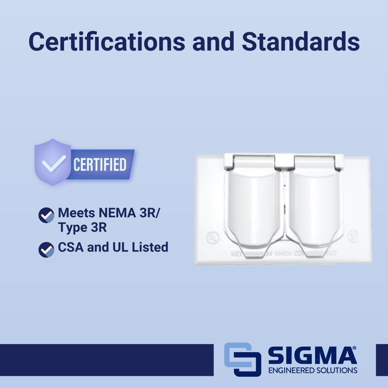 Sigma Electric Rectangle Die-Cast Metal 1 gang 2.83 in. H X 4.57 in. W Horizontal Duplex Cover