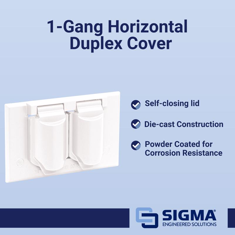 Sigma Electric Rectangle Die-Cast Metal 1 gang 2.83 in. H X 4.57 in. W Horizontal Duplex Cover