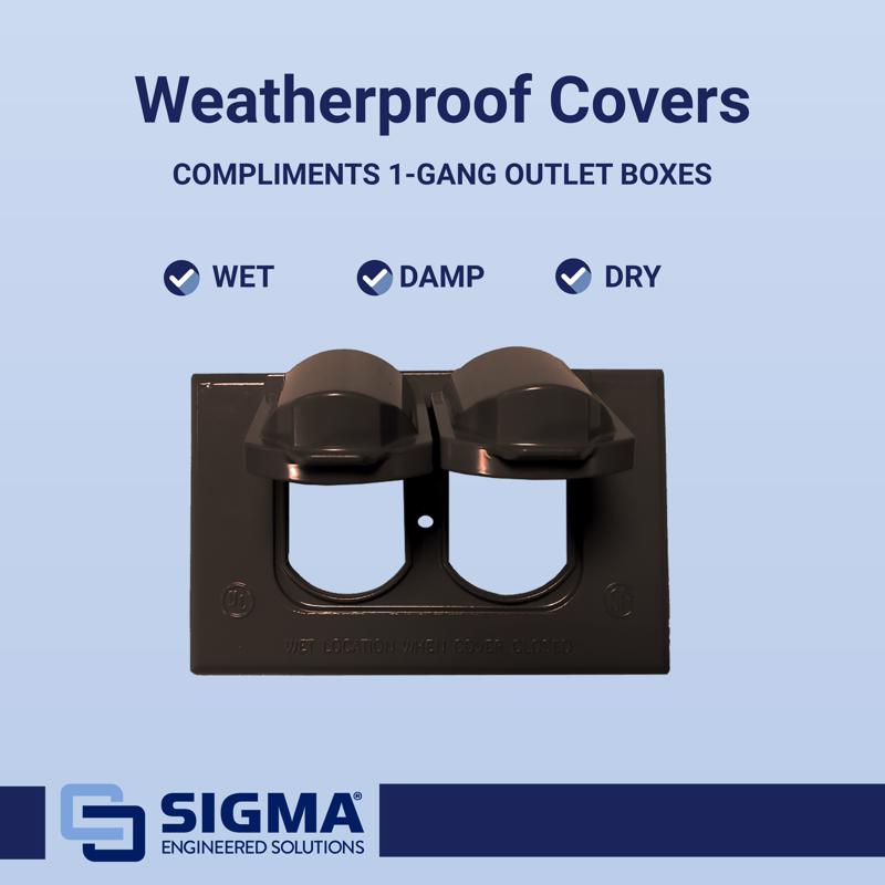Sigma Electric Rectangle Die-Cast Metal 1 gang 2.83 in. H X 4.57 in. W Horizontal Duplex Cover
