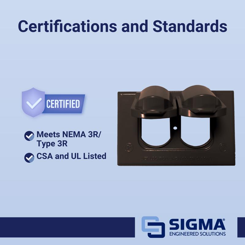 Sigma Electric Rectangle Die-Cast Metal 1 gang 2.83 in. H X 4.57 in. W Horizontal Duplex Cover