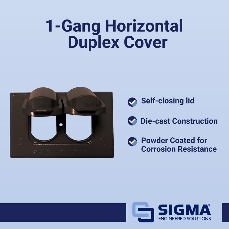 Sigma Electric Rectangle Die-Cast Metal 1 gang 2.83 in. H X 4.57 in. W Horizontal Duplex Cover