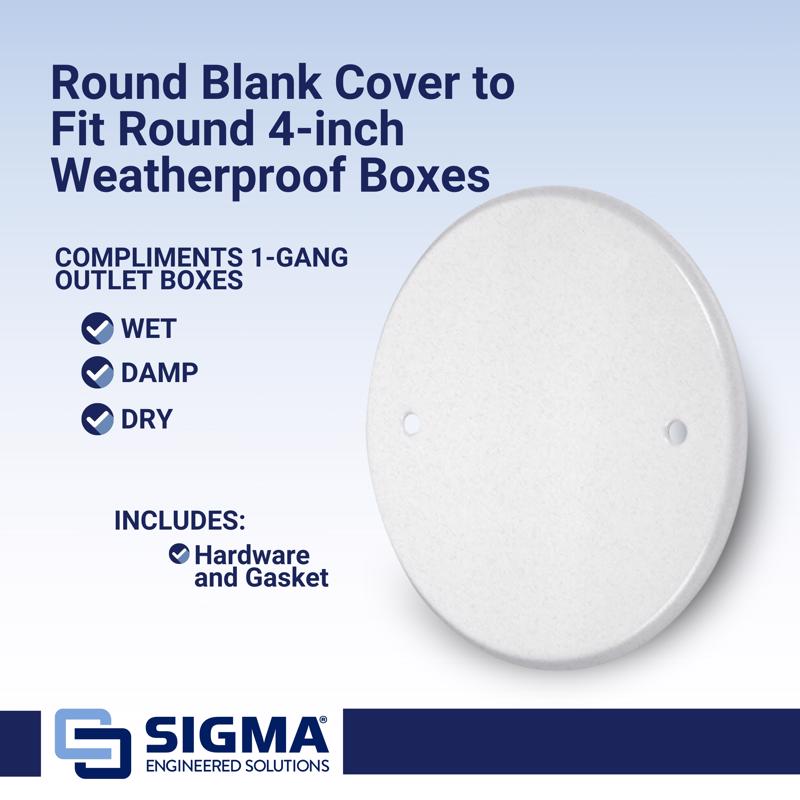 Sigma Electric Round Stamped Steel 4.13 in. H X 4.13 in. W Flat Box Cover