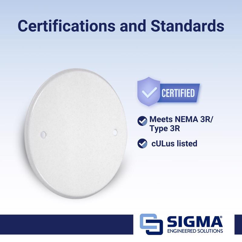 Sigma Electric Round Stamped Steel 4.13 in. H X 4.13 in. W Flat Box Cover