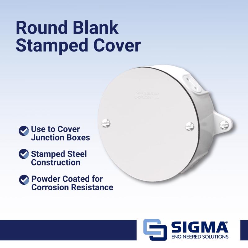 Sigma Electric Round Stamped Steel 4.13 in. H X 4.13 in. W Flat Box Cover