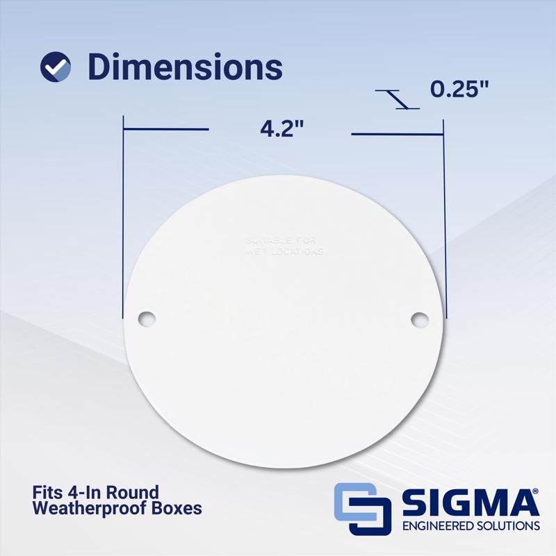 Sigma Electric Round Stamped Steel 4.13 in. H X 4.13 in. W Flat Box Cover