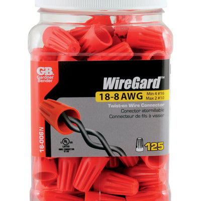 Gardner Bender WireGard 18-10 Ga. Copper Wire Wire Connectors Red 125 pk