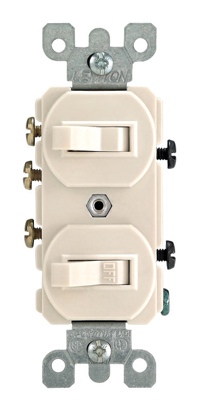 Leviton 15 amps Single Pole or 3-way Rocker Duplex Combination Switch Light Almond