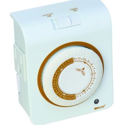 Woods Indoor Mechanical Timer 125 V White