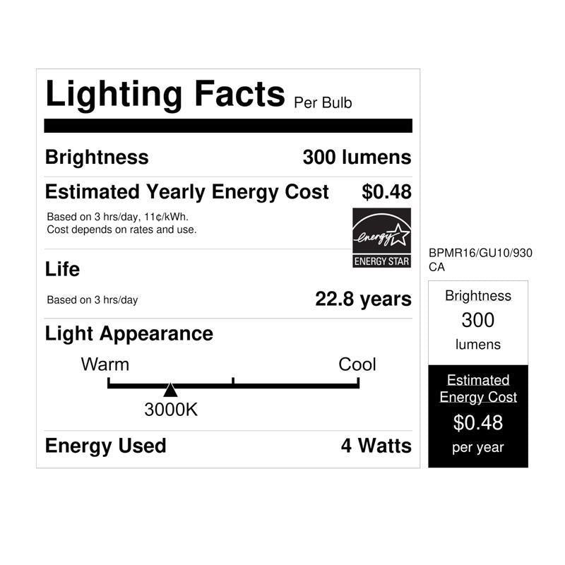 Feit Enhance MR16 GU10 LED Bulb Bright White 35 Watt Equivalence