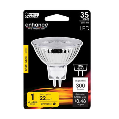 Feit Enhance MR16 GU5.3 LED Bulb Bright White 35 Watt Equivalence