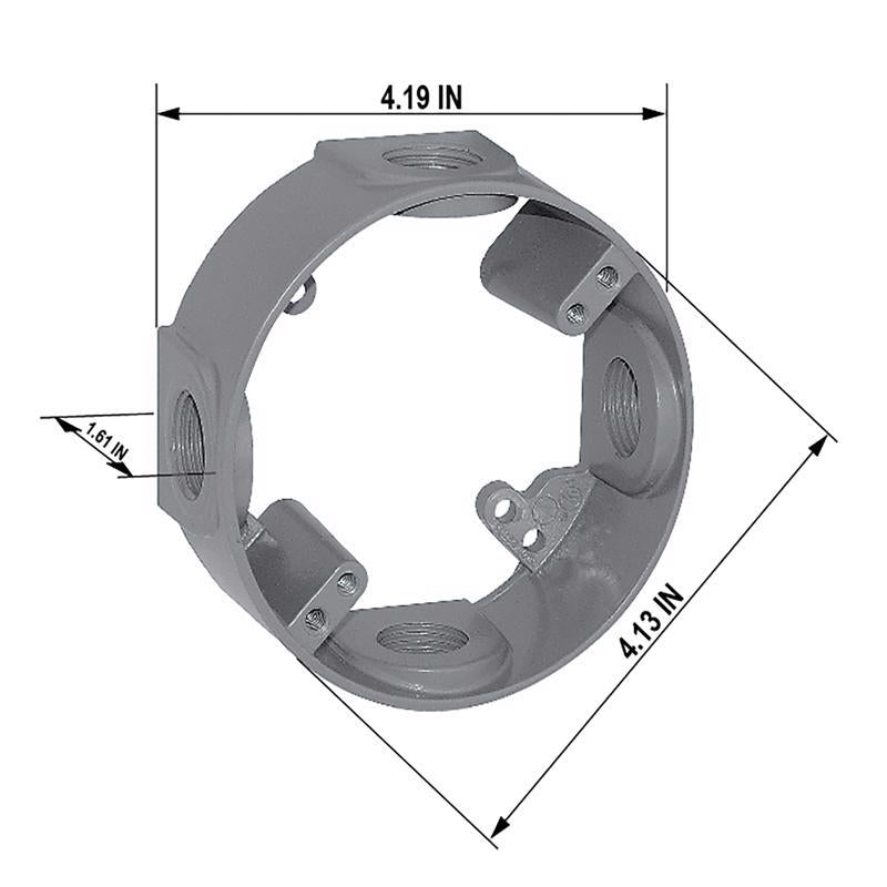 Sigma Electric New Work 16.5 cu in Round Metallic Extension Ring Gray