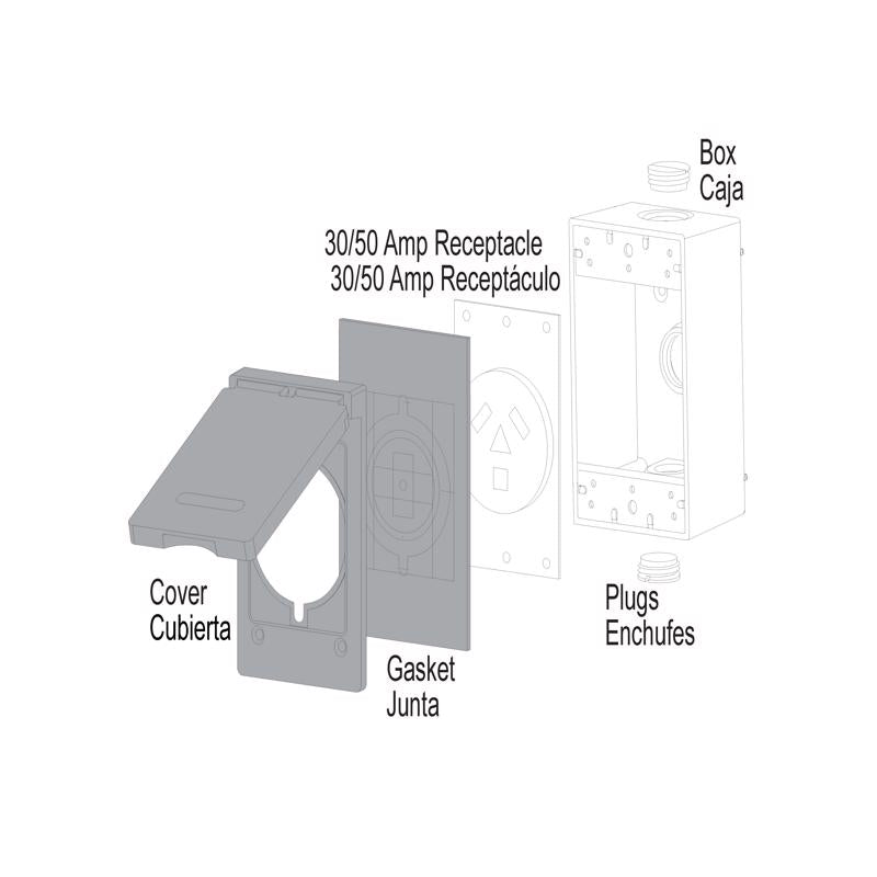 Sigma Electric Rectangle Die-Cast Metal 1 gang 4.57 in. H X 2.83 in. W 30/50 Amp Receptacle Cover