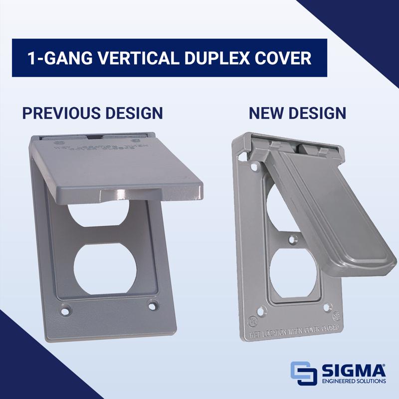 Sigma Electric Rectangle Die-Cast Metal 1 gang 4.57 in. H X 2.83 in. W Vertical Duplex Cover