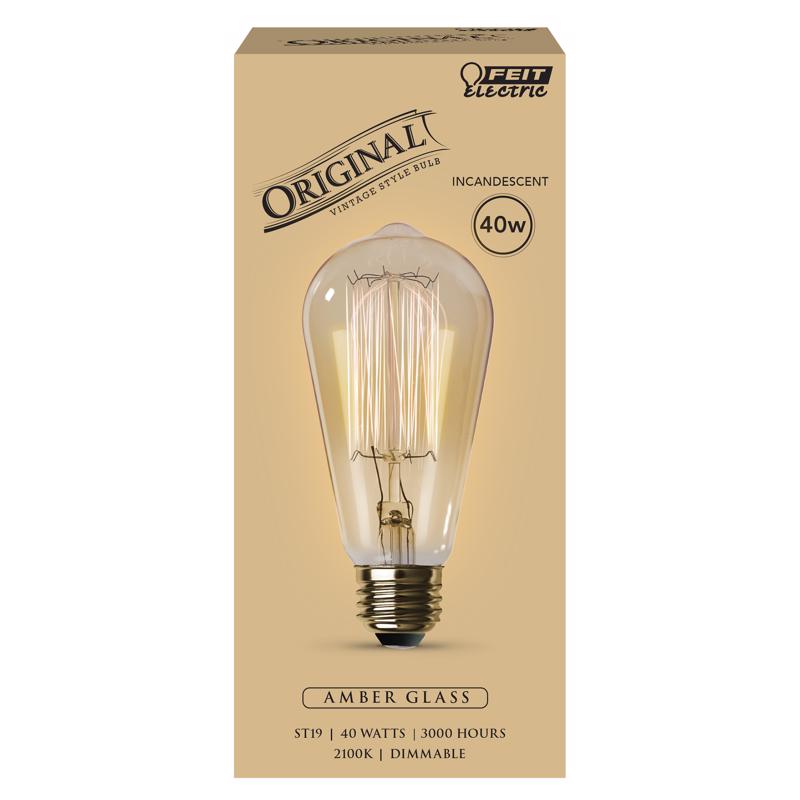 Feit The Original 40 W ST19 Vintage Incandescent Bulb E26 (Medium) Soft White
