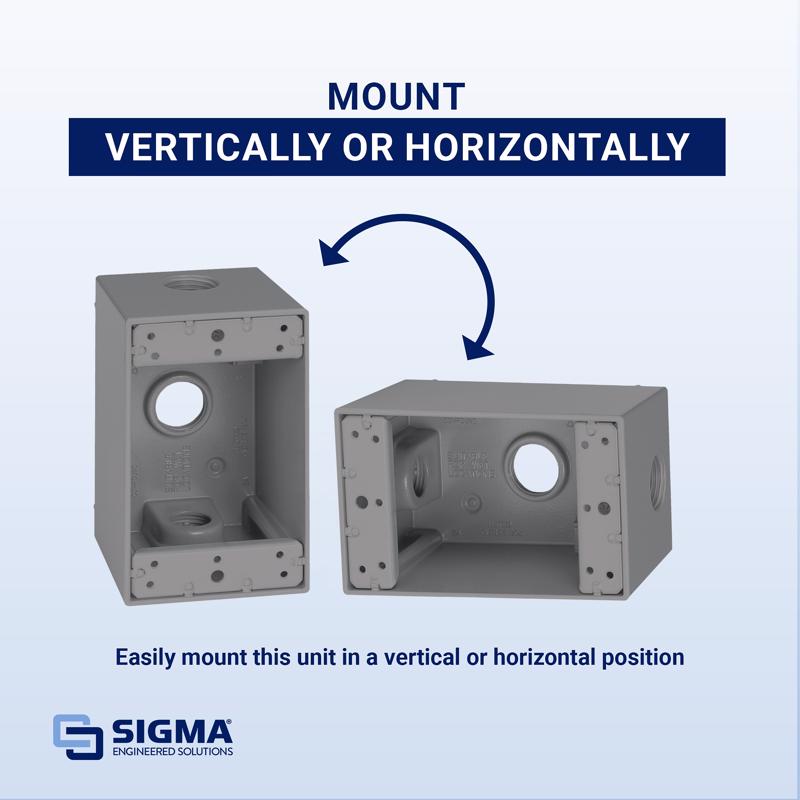 Sigma Engineered Solutions New Work 25.5 cu in Rectangle Metallic 1 gang Weatherproof Box Gray