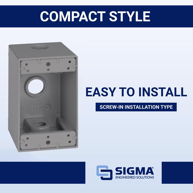 Sigma Engineered Solutions New Work 25.5 cu in Rectangle Metallic 1 gang Weatherproof Box Gray