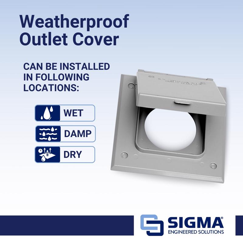 Sigma Electric Square Die-Cast Metal 2 gang 4.57 in. H X 2.83 in. W 20/50 Amp Receptacle Cover