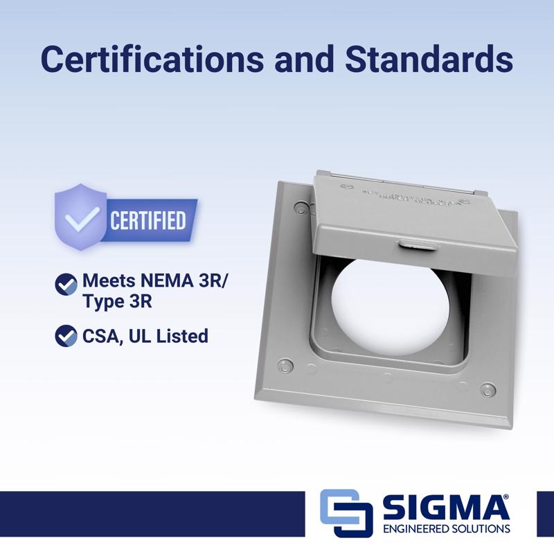 Sigma Electric Square Die-Cast Metal 2 gang 4.57 in. H X 2.83 in. W 20/50 Amp Receptacle Cover
