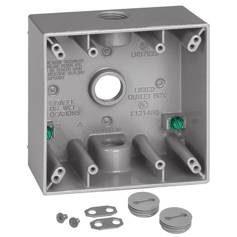Sigma Electric New Work 31 cu in Square Metallic 2 gang Weatherproof Box Gray