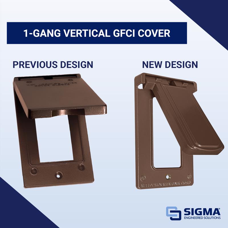 Sigma Engineered Solutions Rectangle Die-Cast Metal 1 gang 4.57 in. H X 2.83 in. W Vertical GFCI Cov