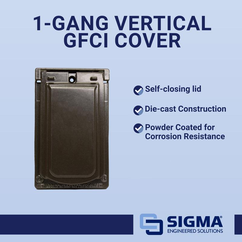 Sigma Engineered Solutions Rectangle Die-Cast Metal 1 gang 4.57 in. H X 2.83 in. W Vertical GFCI Cov