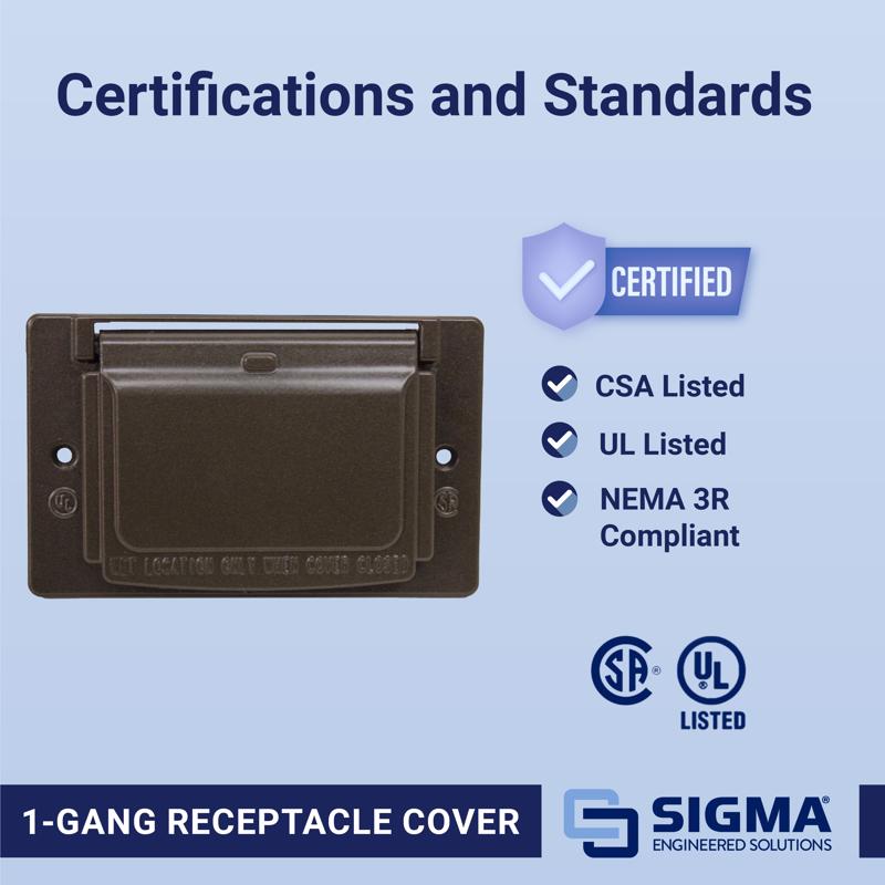 Sigma Electric Rectangle Die-Cast Metal 1 gang 2.83 in. H X 4.57 in. W Horizontal GFCI Cover