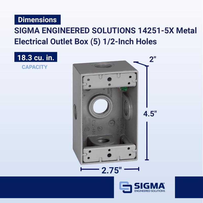 Sigma Electric New Work 18.3 cu in Rectangle Die-Cast Metal 1 gang Weatherproof Box Gray
